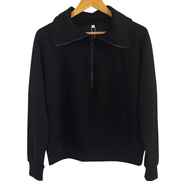 anrabess Tops - NWT Anrabess Womens Quarter Zip Sweatshirt Black Scuba Style Small  Gorpcore